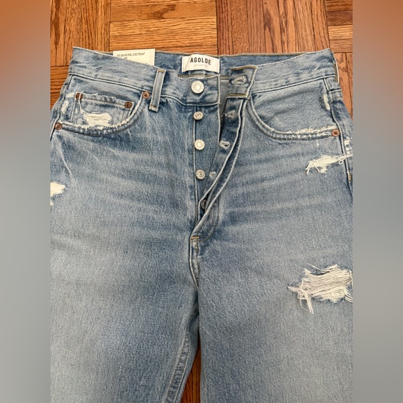 NWT AGOLDE 90s jeans loose fit threadbare size 24 new with tags - Picture 6 of 14